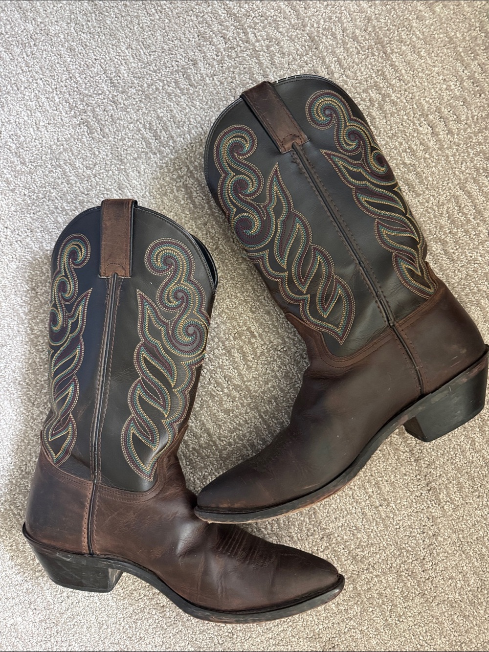 Double H 5211 Brown Western flame Cowboy Boots Womens 10M Coastal Cowgirl Rodeo - Picture 2 of 11